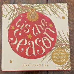 NEW S4 Pottery Barn 'Tis The Season Appetizer Plates | Holiday Snack Plate Set